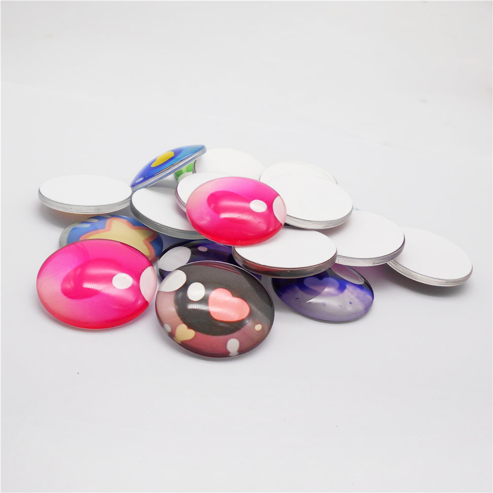 Colorful Cute Doll Toy Eyes Dome Craft Eyes Star & Herat Pattern Design High-Quality Flatback Glass Cabochons for Plush Doll & Jewelry Finding