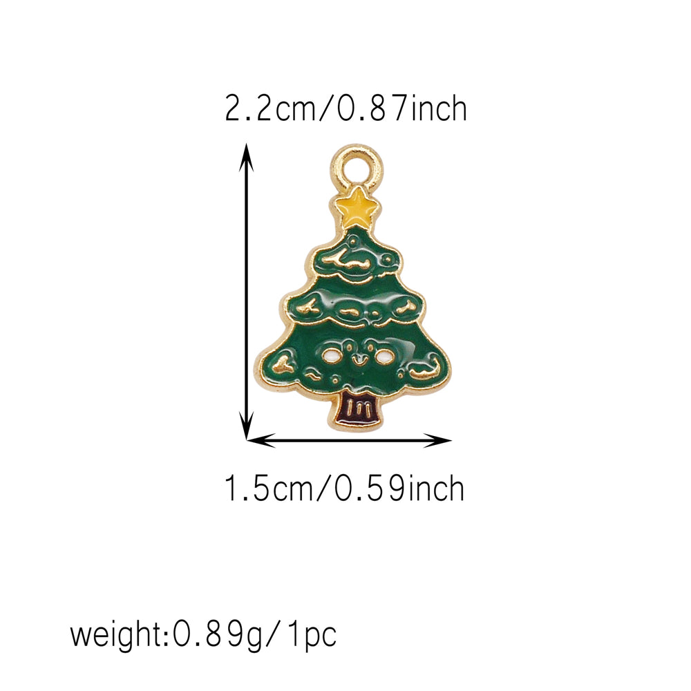 Christmas Enamel Charm Pendant Zinc Alloy Cute Santa Claus Snowman Shaped Pendant for Jewelry DIY Accessories, Christmas Tree Decor