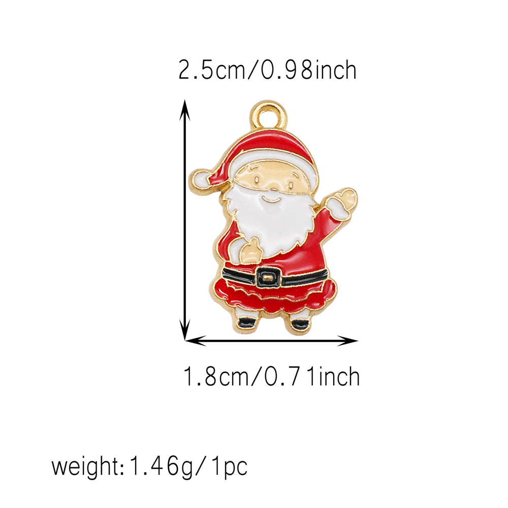 Christmas Enamel Charm Pendant Zinc Alloy Cute Santa Claus Snowman Shaped Pendant for Jewelry DIY Accessories, Christmas Tree Decor