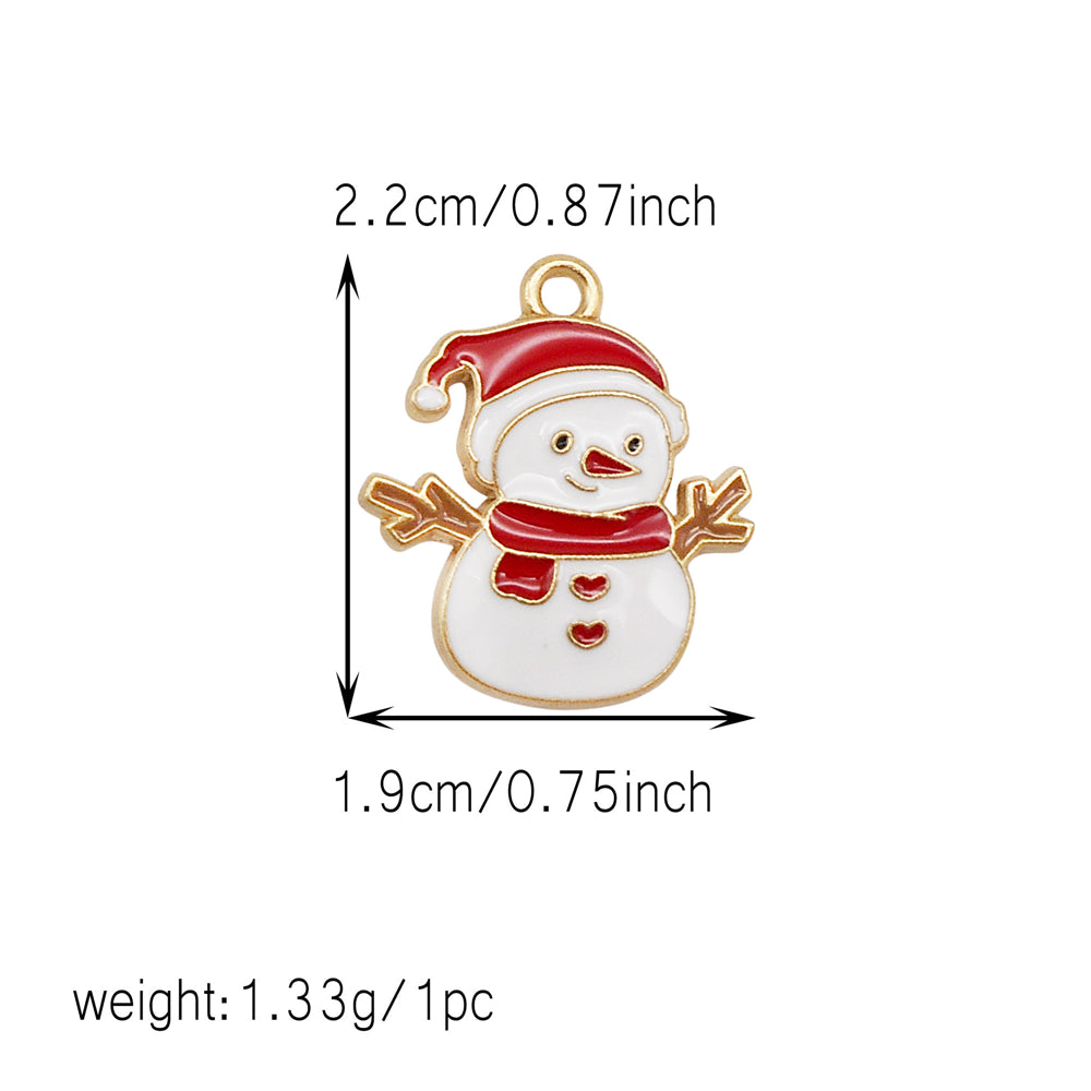 Christmas Enamel Charm Pendant Zinc Alloy Cute Santa Claus Snowman Shaped Pendant for Jewelry DIY Accessories, Christmas Tree Decor