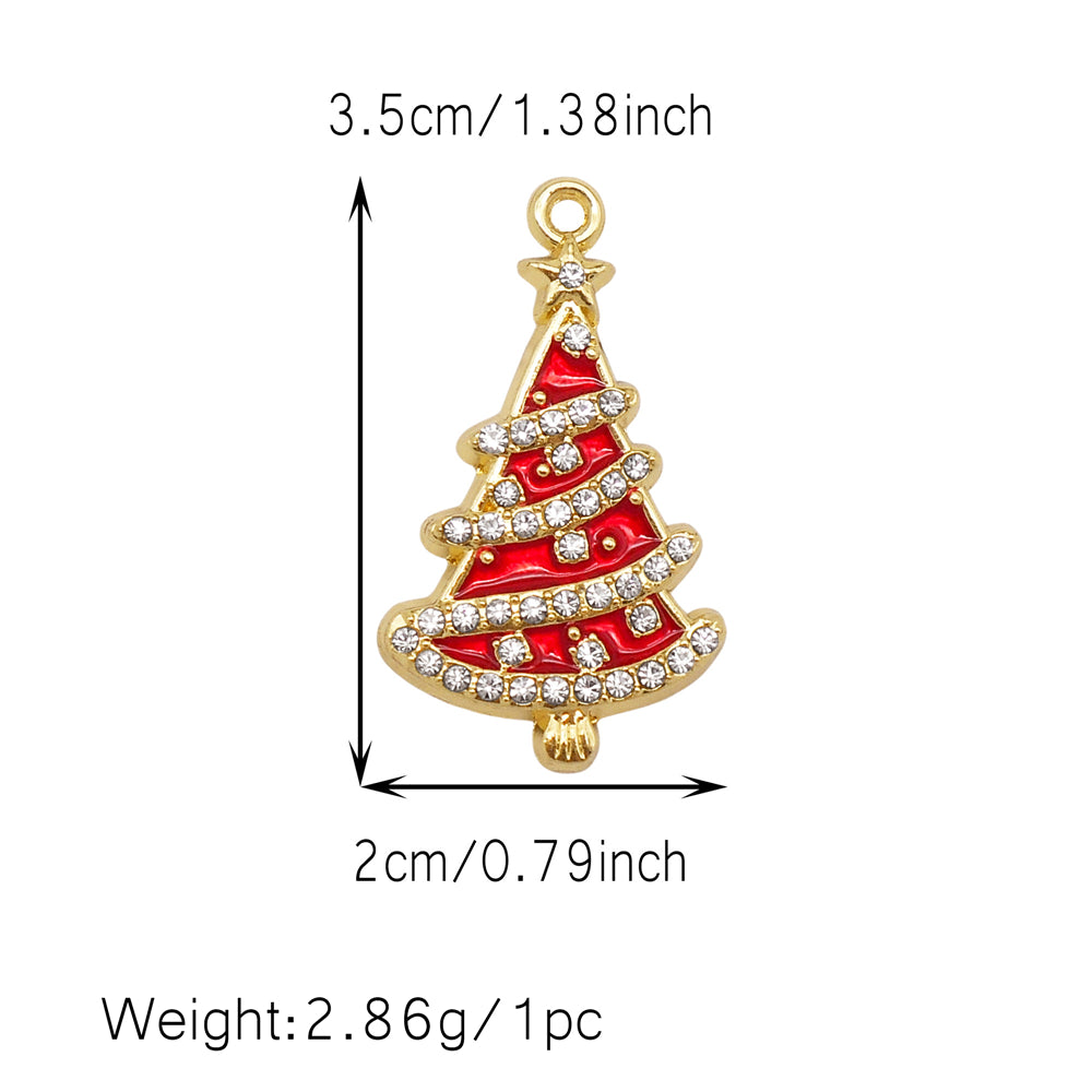 Christmas Enamel Charm Pendant Zinc Alloy Cute Santa Claus Snowman Shaped Pendant for Jewelry DIY Accessories, Christmas Tree Decor