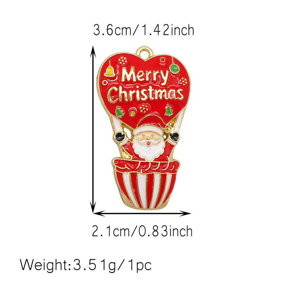 Christmas Enamel Charm Pendant Zinc Alloy Cute Santa Claus Snowman Shaped Pendant for Jewelry DIY Accessories, Christmas Tree Decor