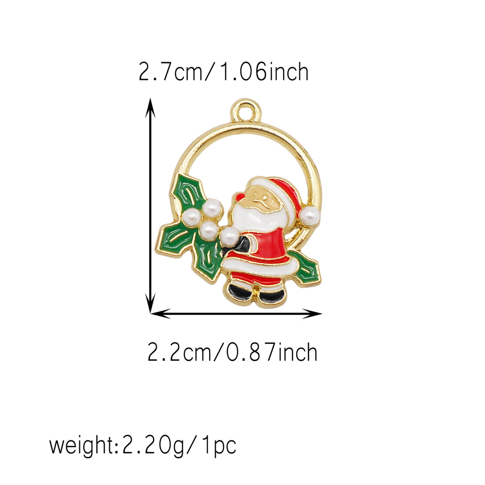 Christmas Enamel Charm Pendant Zinc Alloy Cute Santa Claus Snowman Shaped Pendant for Jewelry DIY Accessories, Christmas Tree Decor