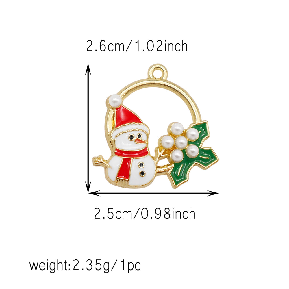 Christmas Enamel Charm Pendant Zinc Alloy Cute Santa Claus Snowman Shaped Pendant for Jewelry DIY Accessories, Christmas Tree Decor