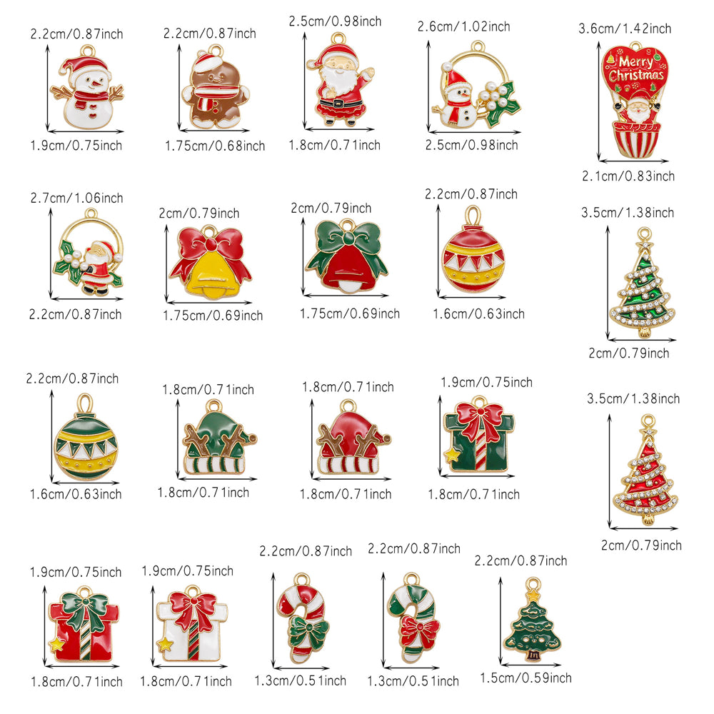 Christmas Enamel Charm Pendant Zinc Alloy Cute Santa Claus Snowman Shaped Pendant for Jewelry DIY Accessories, Christmas Tree Decor