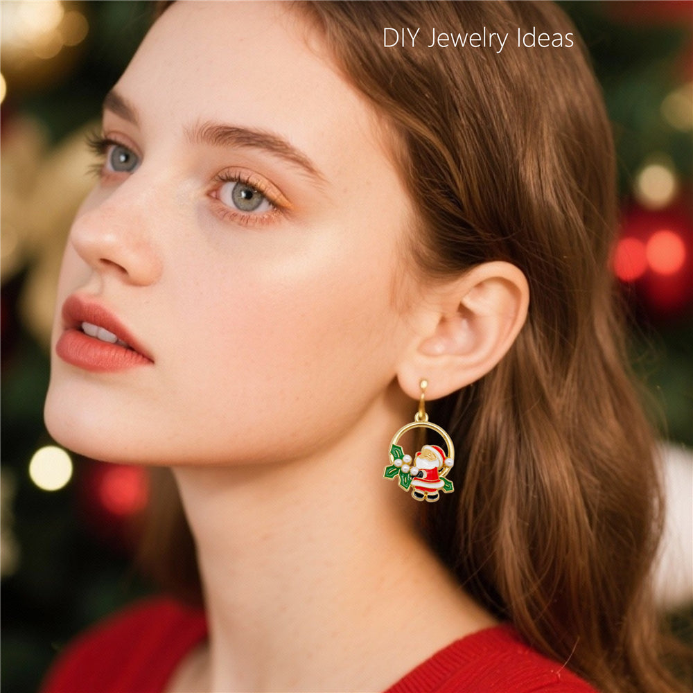 Christmas Enamel Charm Pendant Zinc Alloy Cute Santa Claus Snowman Shaped Pendant for Jewelry DIY Accessories, Christmas Tree Decor