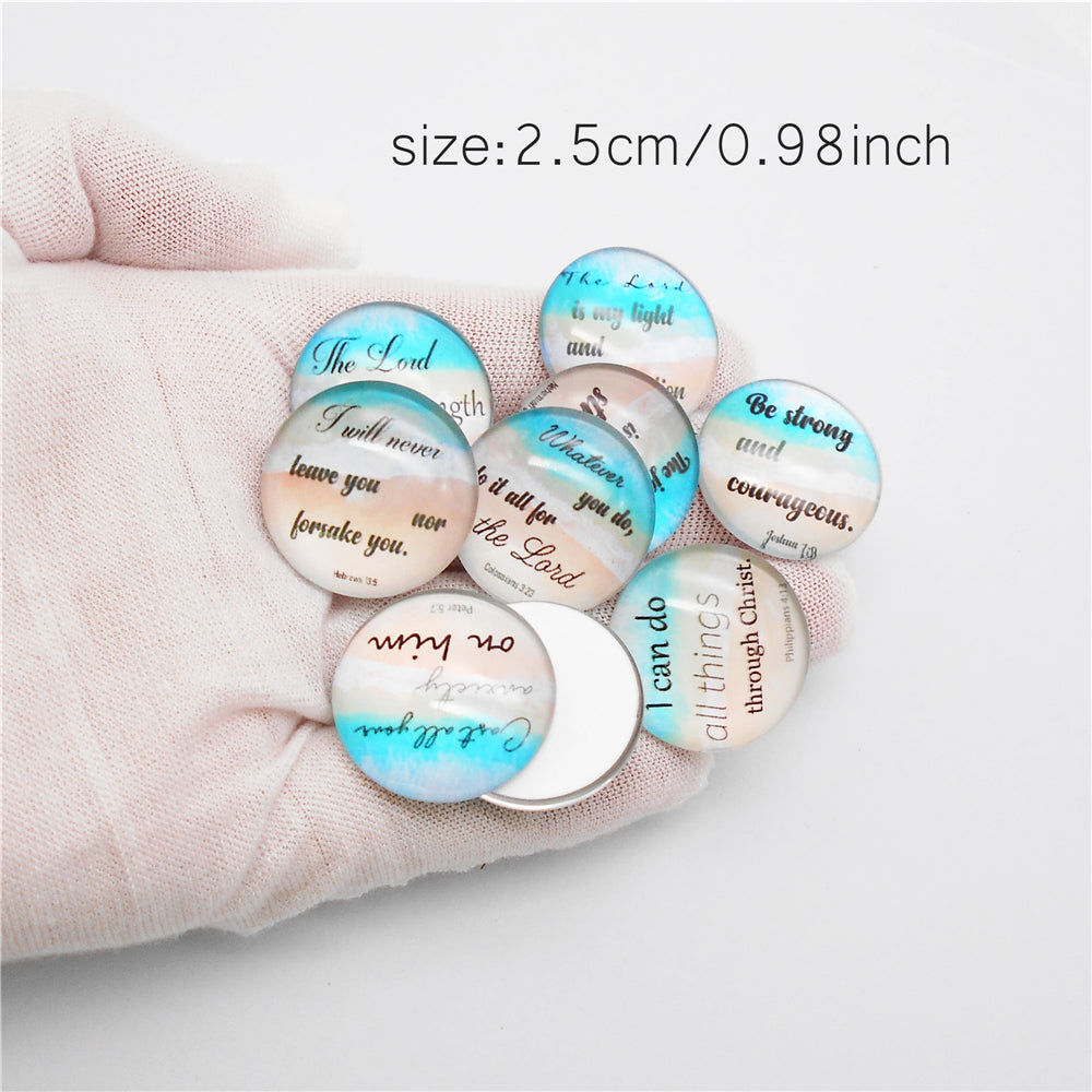 Inspirational Bible Verse Cabochons - 9-Pack 25mm Glass Faith Gems for Christian Jewelry, Keychain DIY