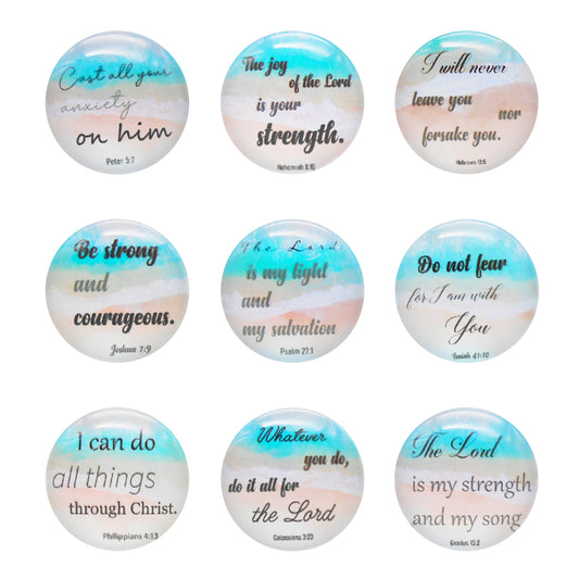 Inspirational Bible Verse Cabochons - 9-Pack 25mm Glass Faith Gems for Christian Jewelry, Keychain DIY