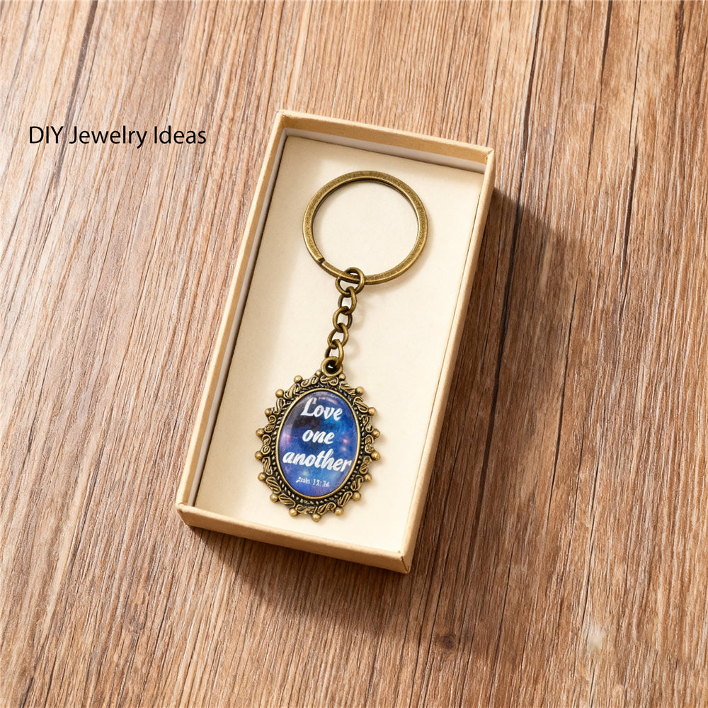 9-Pack 25x18mm Beautiful Bible Verse Glass Cabochons Oval Dome Faith Gems for Jewelry Making, Keychains, Crafts