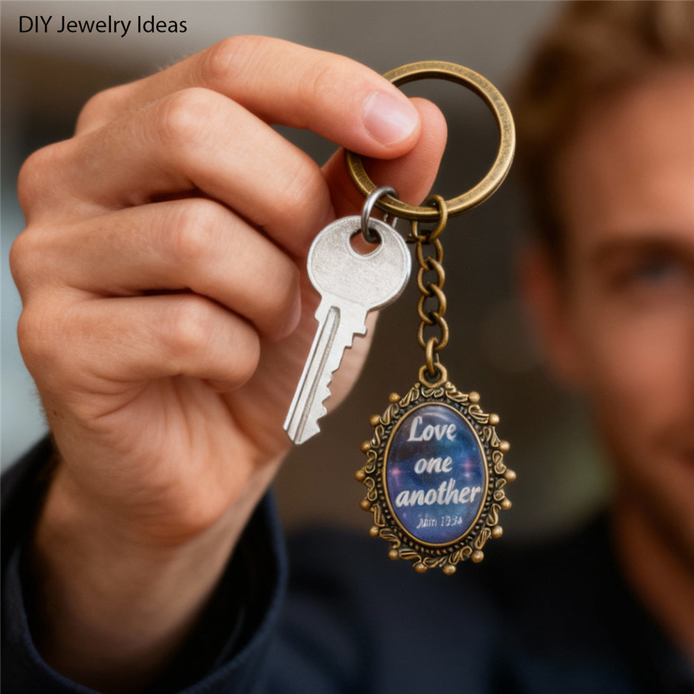 9-Pack 25x18mm Beautiful Bible Verse Glass Cabochons Oval Dome Faith Gems for Jewelry Making, Keychains, Crafts