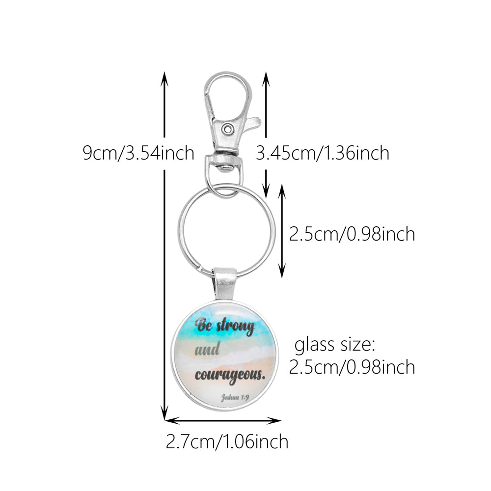 9pcs Faith Keychain Bible Verse Glass Cabochons Charm with Alloy Ring&Clasp Clip-on Pendant for Key Bag Decor, Gifts for Believers