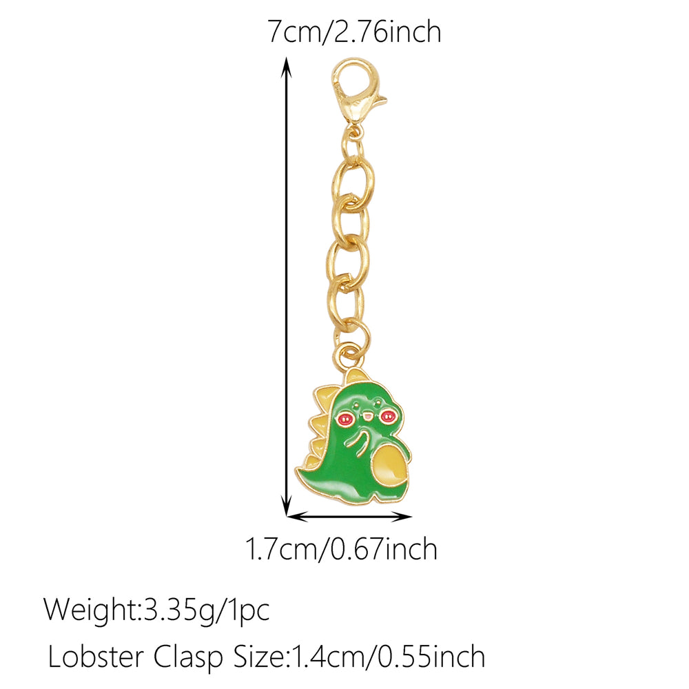 10Pcs Enamel Cute Animal Dog Rabbit Charm with Hanging Chain Metal Clip-on Pendant for Bag Purse Decor, DIY Keychain Jewelry Accessories