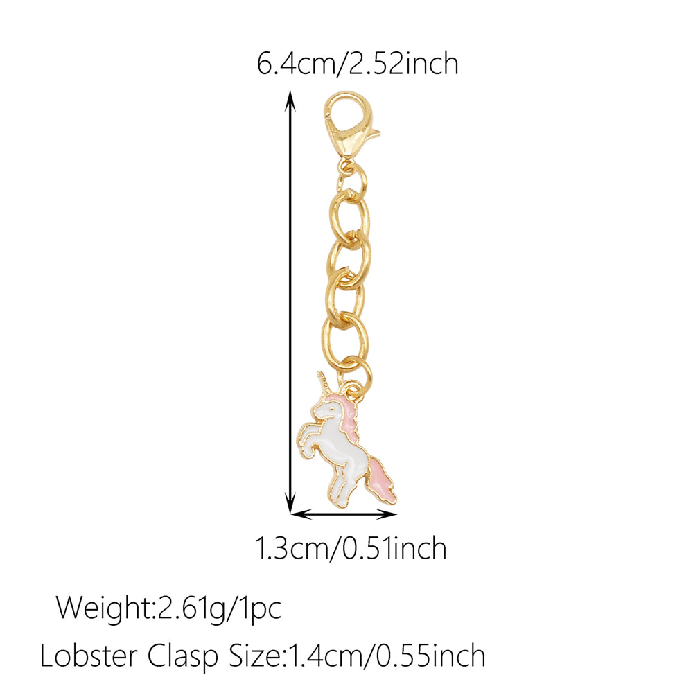 10Pcs Enamel Cute Animal Dog Rabbit Charm with Hanging Chain Metal Clip-on Pendant for Bag Purse Decor, DIY Keychain Jewelry Accessories