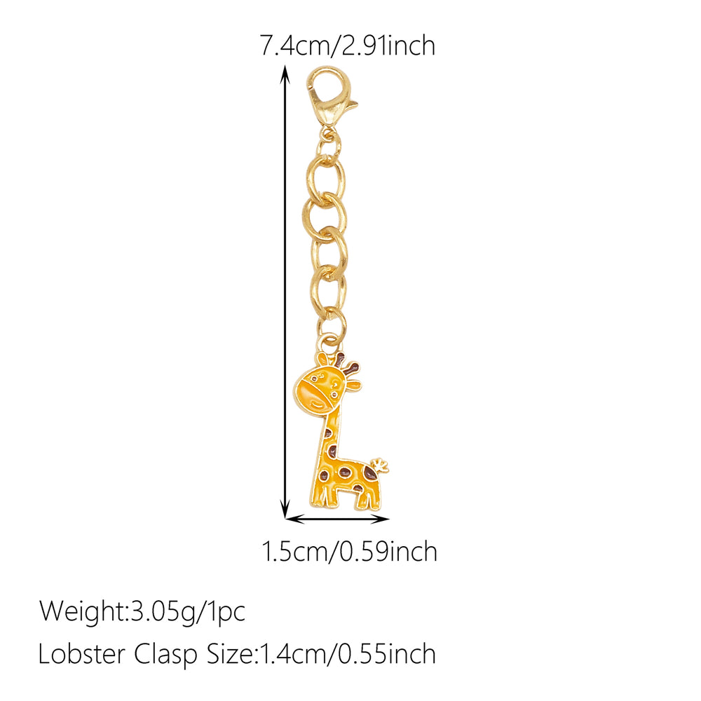 10Pcs Enamel Cute Animal Dog Rabbit Charm with Hanging Chain Metal Clip-on Pendant for Bag Purse Decor, DIY Keychain Jewelry Accessories