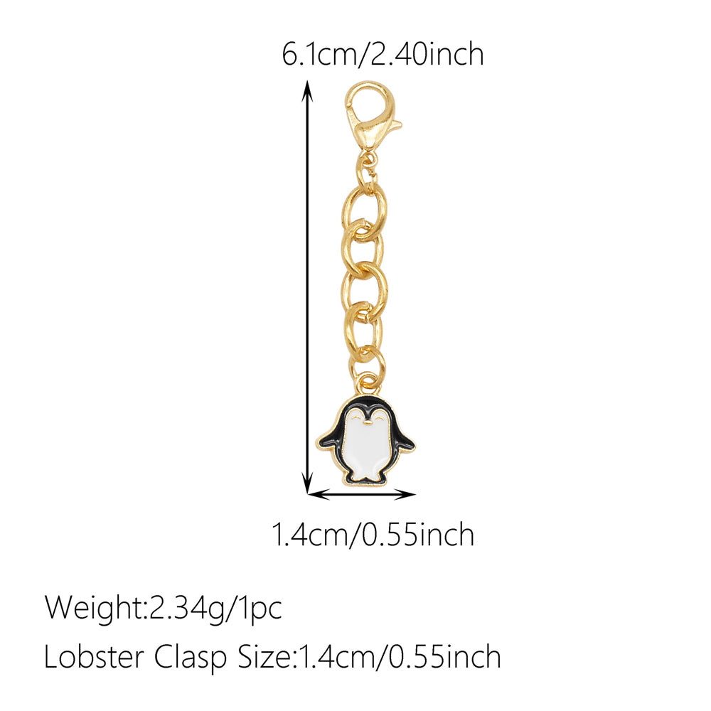 10Pcs Enamel Cute Animal Dog Rabbit Charm with Hanging Chain Metal Clip-on Pendant for Bag Purse Decor, DIY Keychain Jewelry Accessories