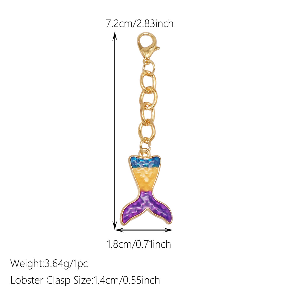 10Pcs Marine Animal Enamel Charm with Chain Metal Sea Life Seashell Whale Pendant Clasp Clip for Bag Hanging Decor, DIY Keychain&Crafts Making