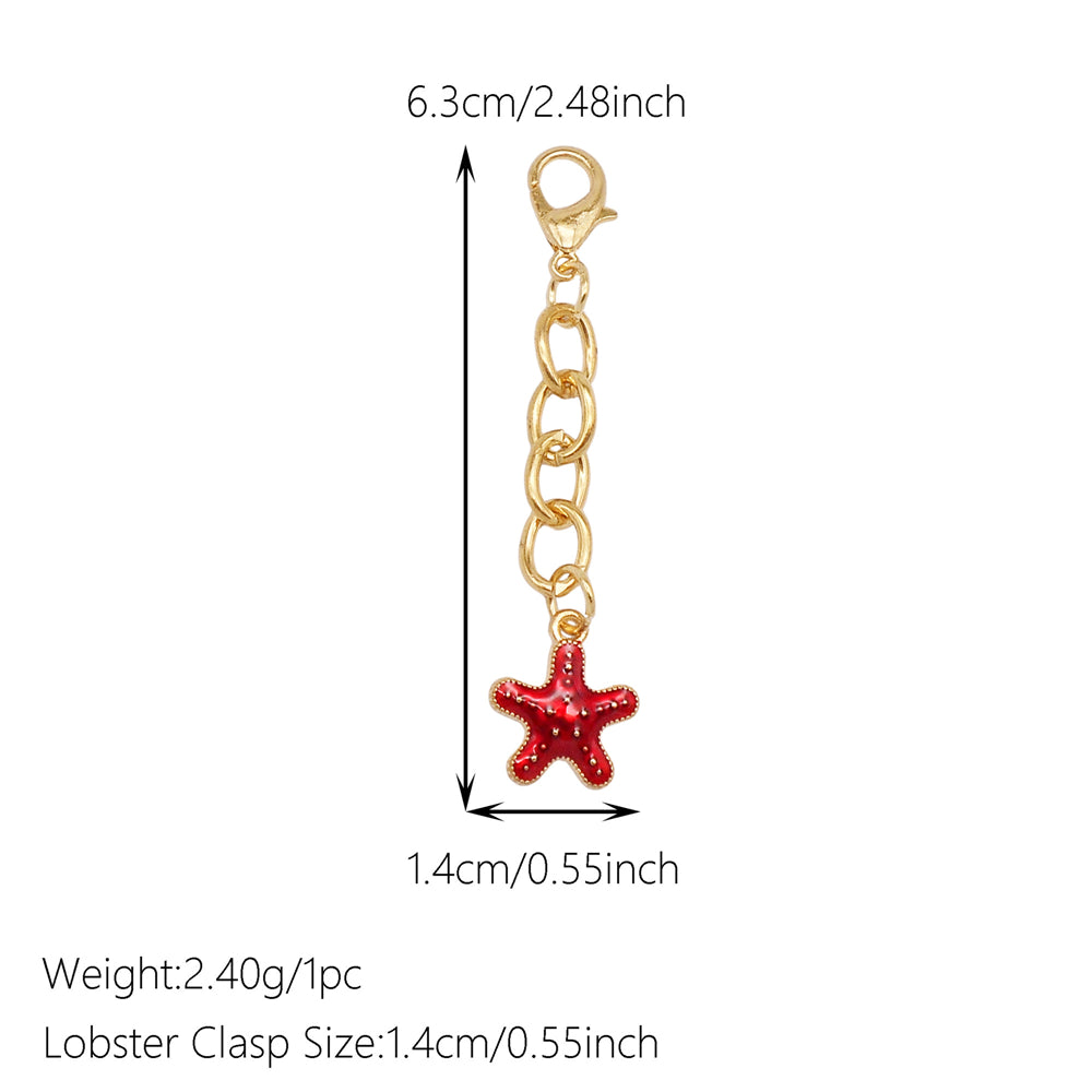 10Pcs Marine Animal Enamel Charm with Chain Metal Sea Life Seashell Whale Pendant Clasp Clip for Bag Hanging Decor, DIY Keychain&Crafts Making