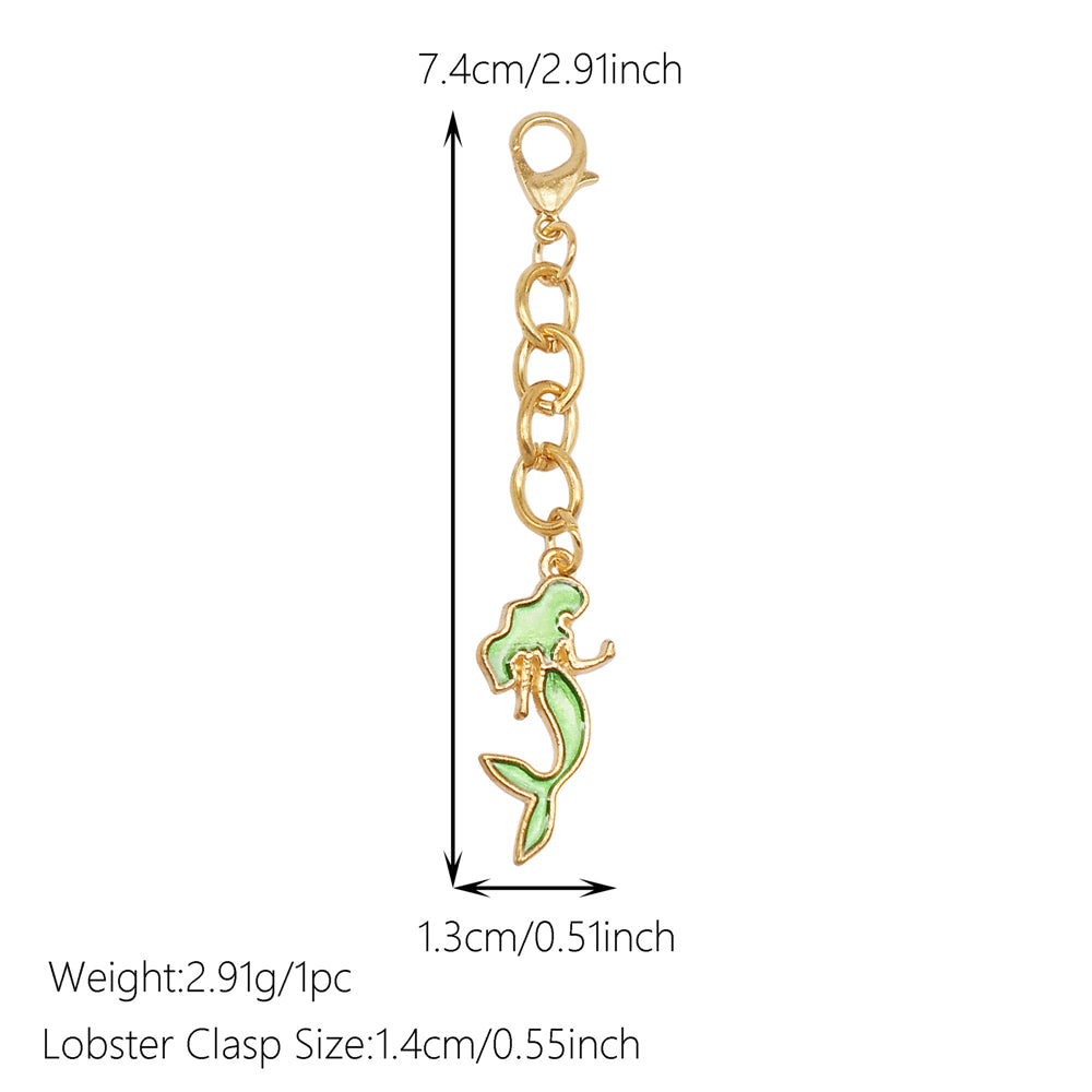 10Pcs Marine Animal Enamel Charm with Chain Metal Sea Life Seashell Whale Pendant Clasp Clip for Bag Hanging Decor, DIY Keychain&Crafts Making