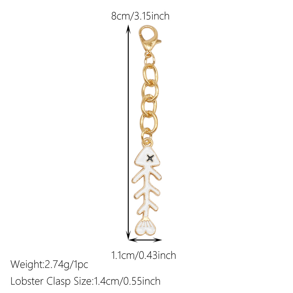 10Pcs Marine Animal Enamel Charm with Chain Metal Sea Life Seashell Whale Pendant Clasp Clip for Bag Hanging Decor, DIY Keychain&Crafts Making