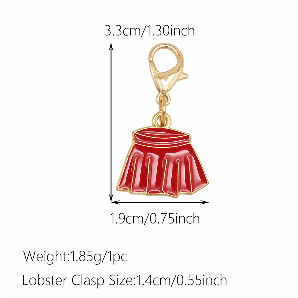 1pc Red Series Enamel Charm with Lobster Clasp - Metal Flower Cherry Bee Shaped Clip-on Pendant for Bag Decor, DIY Keychain Supplies, Jewelry Making Findings