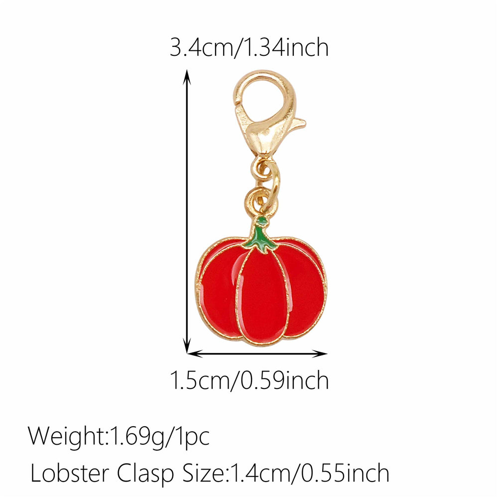 1pc Red Series Enamel Charm with Lobster Clasp - Metal Flower Cherry Bee Shaped Clip-on Pendant for Bag Decor, DIY Keychain Supplies, Jewelry Making Findings