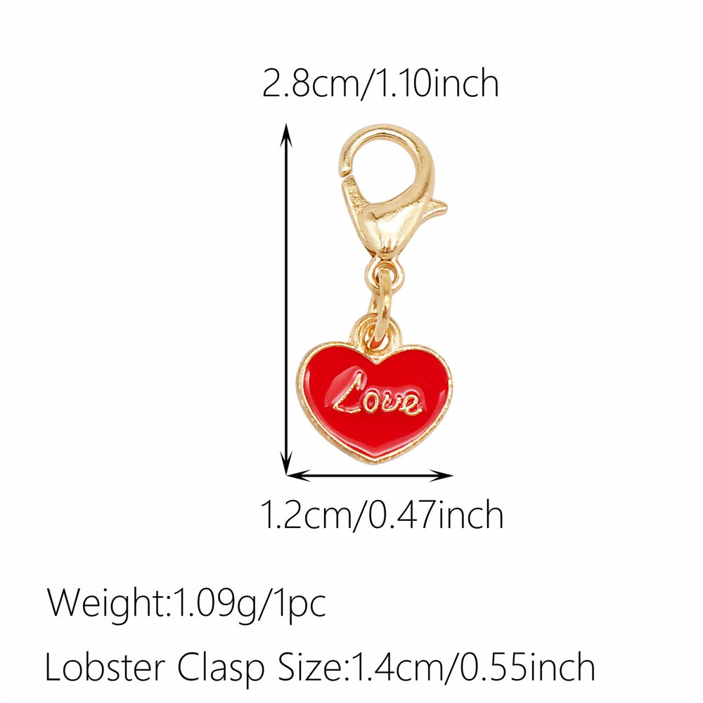 1pc Red Series Enamel Charm with Lobster Clasp - Metal Flower Cherry Bee Shaped Clip-on Pendant for Bag Decor, DIY Keychain Supplies, Jewelry Making Findings