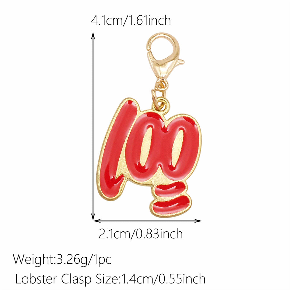 1pc Red Series Enamel Charm with Lobster Clasp - Metal Flower Cherry Bee Shaped Clip-on Pendant for Bag Decor, DIY Keychain Supplies, Jewelry Making Findings