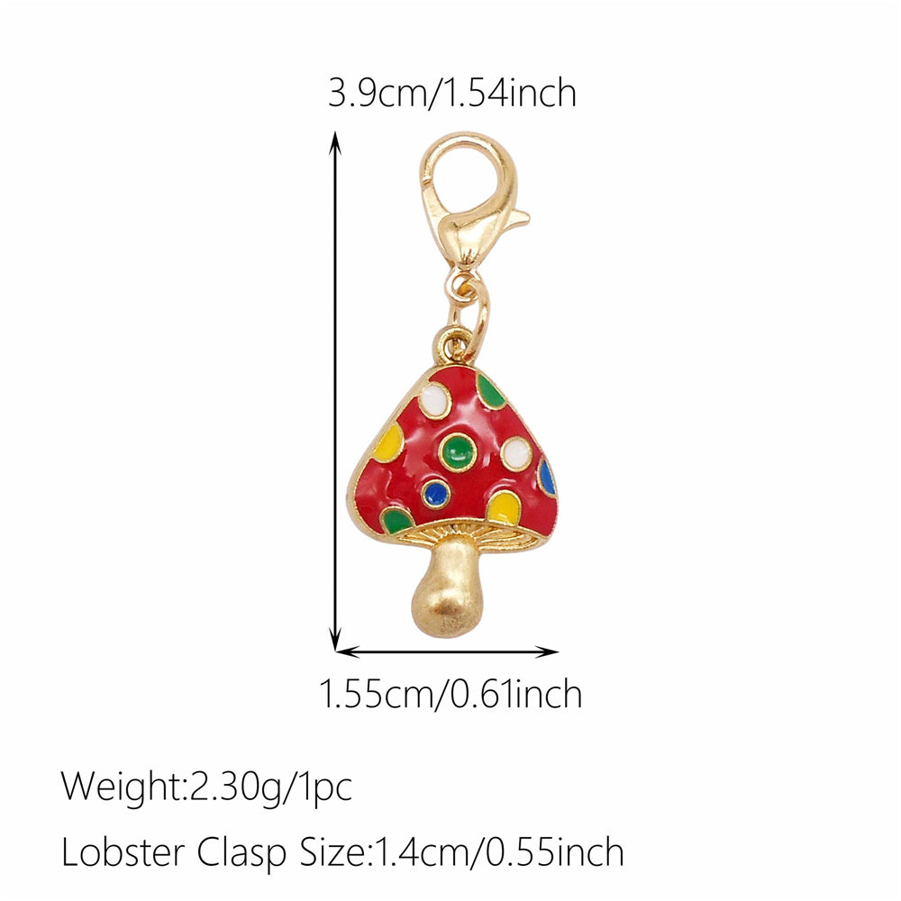 1pc Red Series Enamel Charm with Lobster Clasp - Metal Flower Cherry Bee Shaped Clip-on Pendant for Bag Decor, DIY Keychain Supplies, Jewelry Making Findings