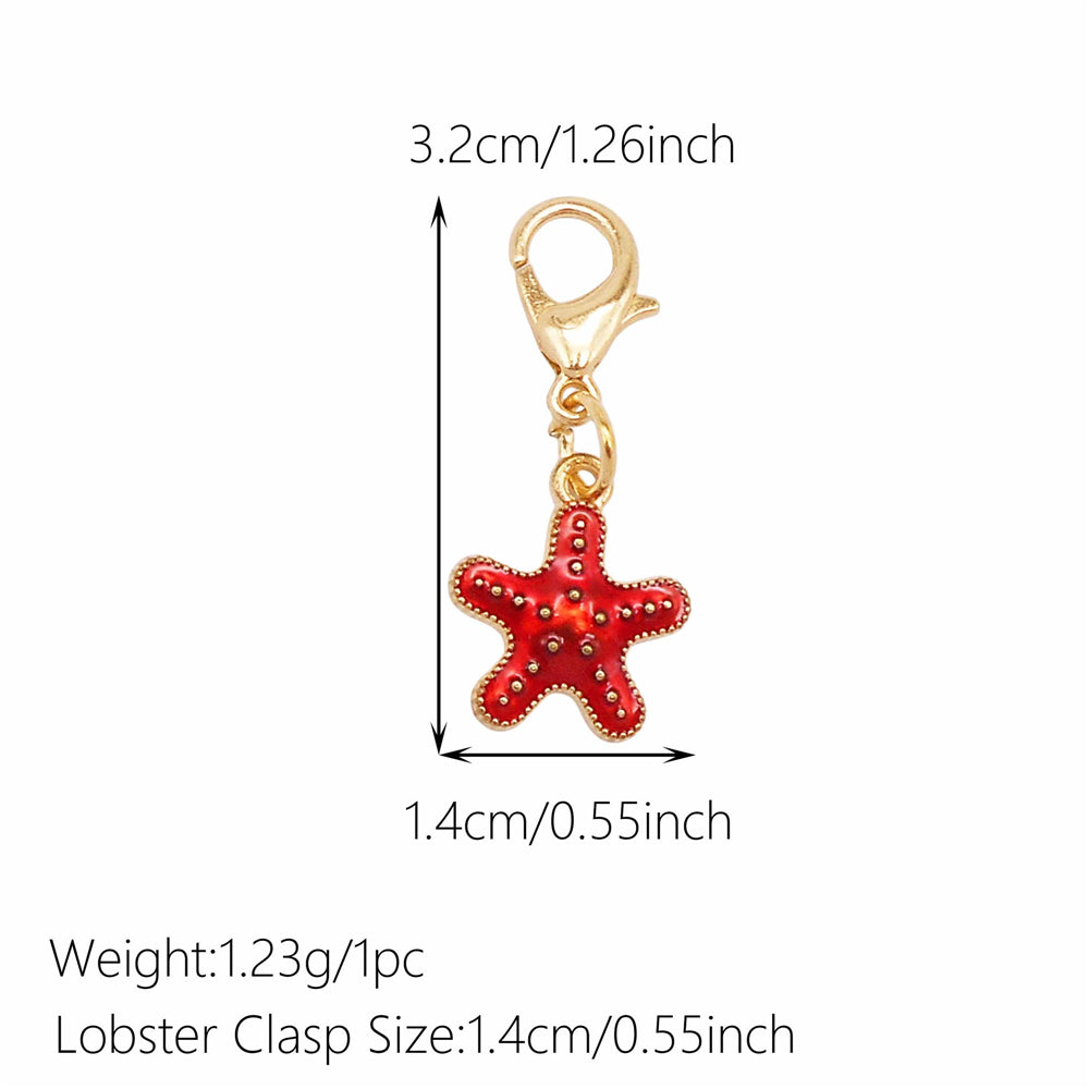 1pc Red Series Enamel Charm with Lobster Clasp - Metal Flower Cherry Bee Shaped Clip-on Pendant for Bag Decor, DIY Keychain Supplies, Jewelry Making Findings