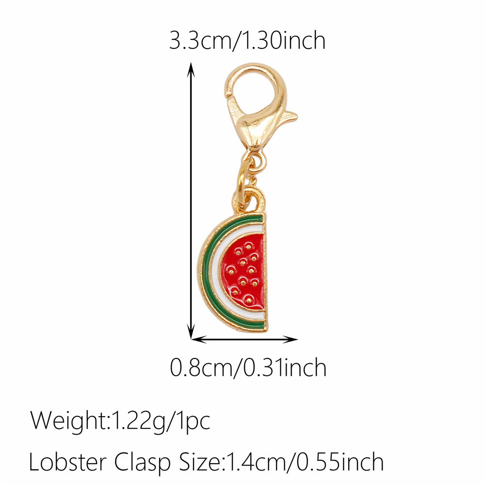 1pc Red Series Enamel Charm with Lobster Clasp - Metal Flower Cherry Bee Shaped Clip-on Pendant for Bag Decor, DIY Keychain Supplies, Jewelry Making Findings