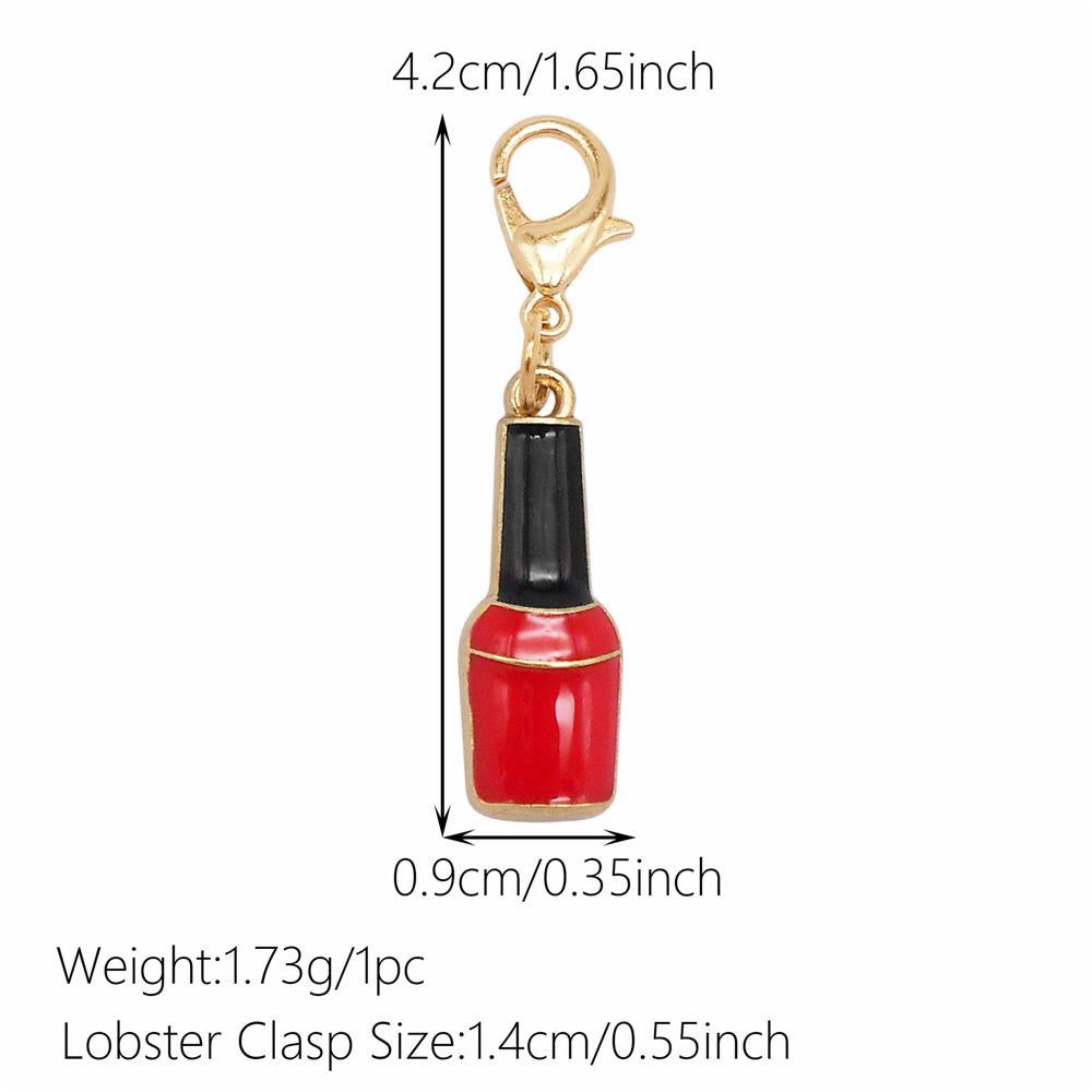 1pc Red Series Enamel Charm with Lobster Clasp - Metal Flower Cherry Bee Shaped Clip-on Pendant for Bag Decor, DIY Keychain Supplies, Jewelry Making Findings