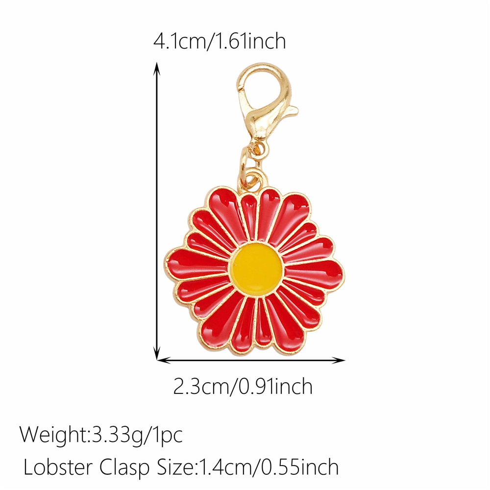 1pc Red Series Enamel Charm with Lobster Clasp - Metal Flower Cherry Bee Shaped Clip-on Pendant for Bag Decor, DIY Keychain Supplies, Jewelry Making Findings