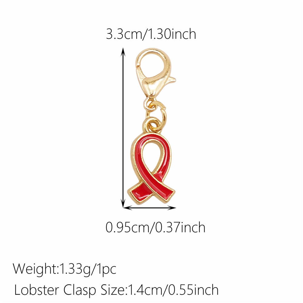 1pc Red Series Enamel Charm with Lobster Clasp - Metal Flower Cherry Bee Shaped Clip-on Pendant for Bag Decor, DIY Keychain Supplies, Jewelry Making Findings