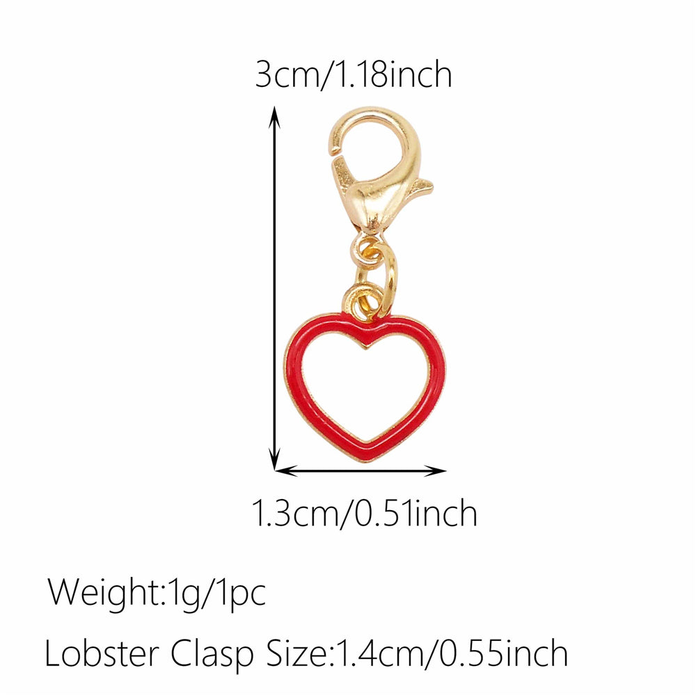 1pc Red Series Enamel Charm with Lobster Clasp - Metal Flower Cherry Bee Shaped Clip-on Pendant for Bag Decor, DIY Keychain Supplies, Jewelry Making Findings