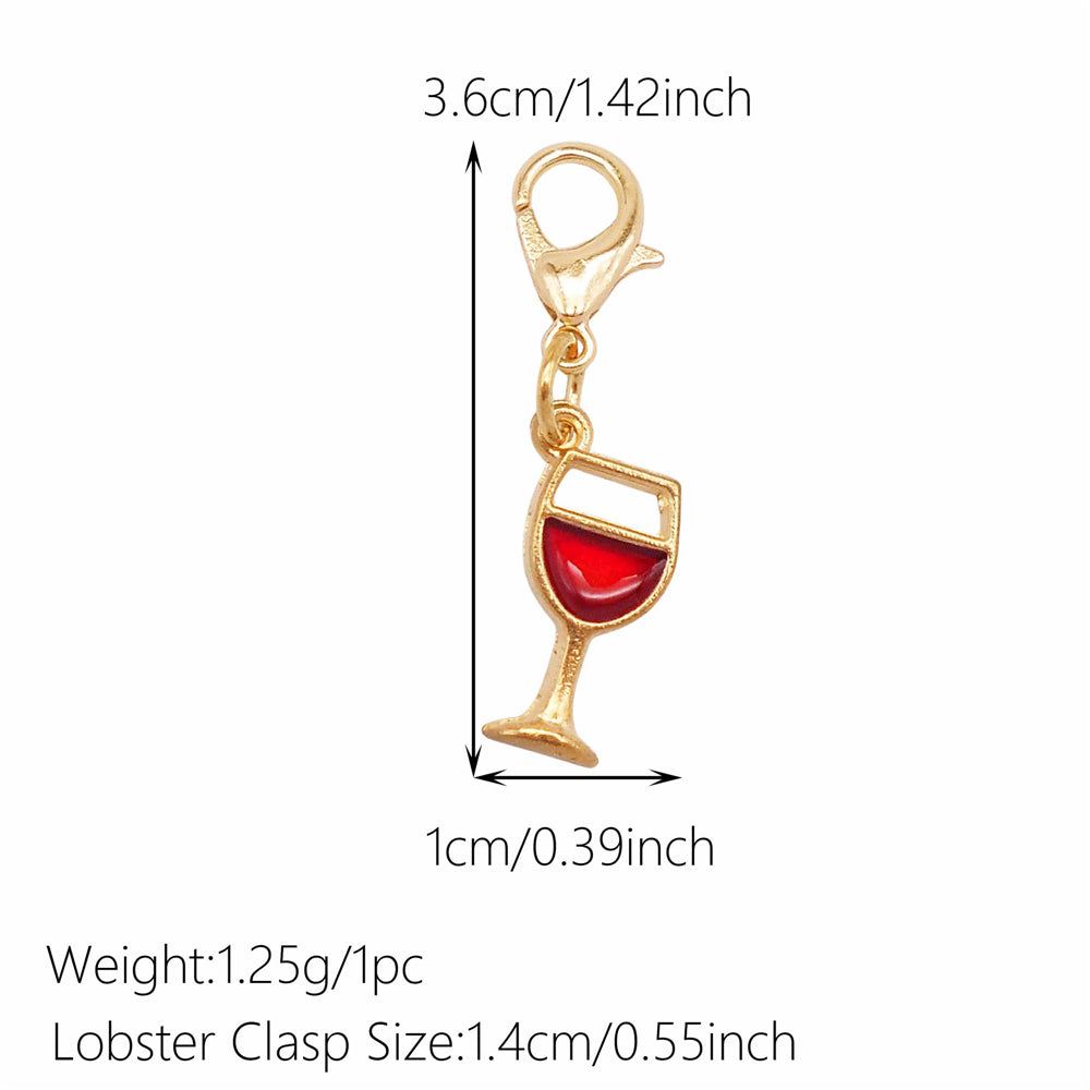 1pc Red Series Enamel Charm with Lobster Clasp - Metal Flower Cherry Bee Shaped Clip-on Pendant for Bag Decor, DIY Keychain Supplies, Jewelry Making Findings