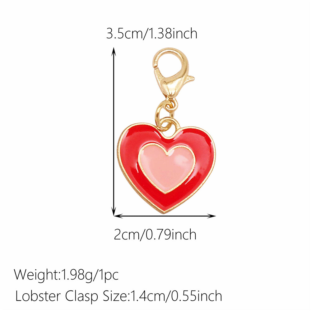 1pc Red Series Enamel Charm with Lobster Clasp - Metal Flower Cherry Bee Shaped Clip-on Pendant for Bag Decor, DIY Keychain Supplies, Jewelry Making Findings