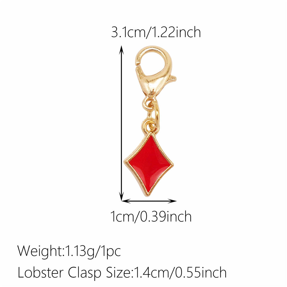 1pc Red Series Enamel Charm with Lobster Clasp - Metal Flower Cherry Bee Shaped Clip-on Pendant for Bag Decor, DIY Keychain Supplies, Jewelry Making Findings