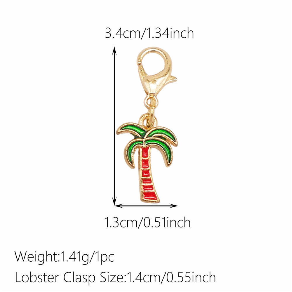 1pc Red Series Enamel Charm with Lobster Clasp - Metal Flower Cherry Bee Shaped Clip-on Pendant for Bag Decor, DIY Keychain Supplies, Jewelry Making Findings