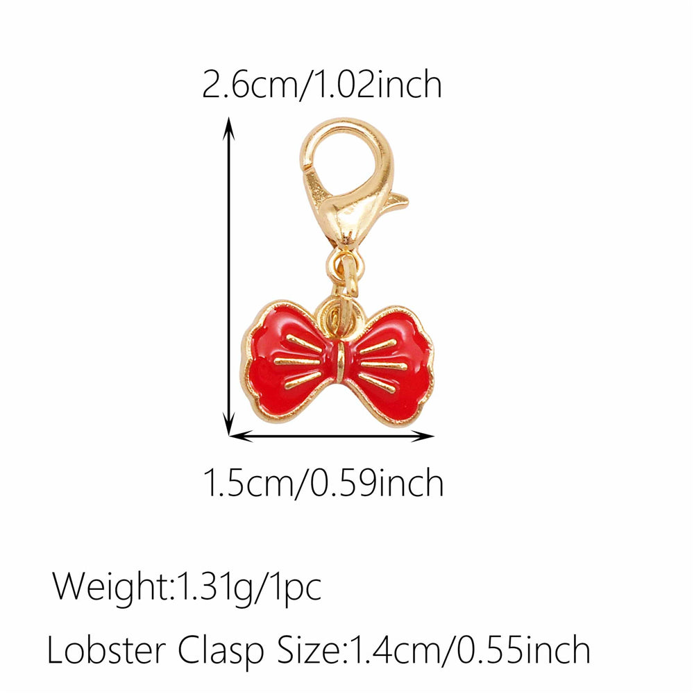 1pc Red Series Enamel Charm with Lobster Clasp - Metal Flower Cherry Bee Shaped Clip-on Pendant for Bag Decor, DIY Keychain Supplies, Jewelry Making Findings