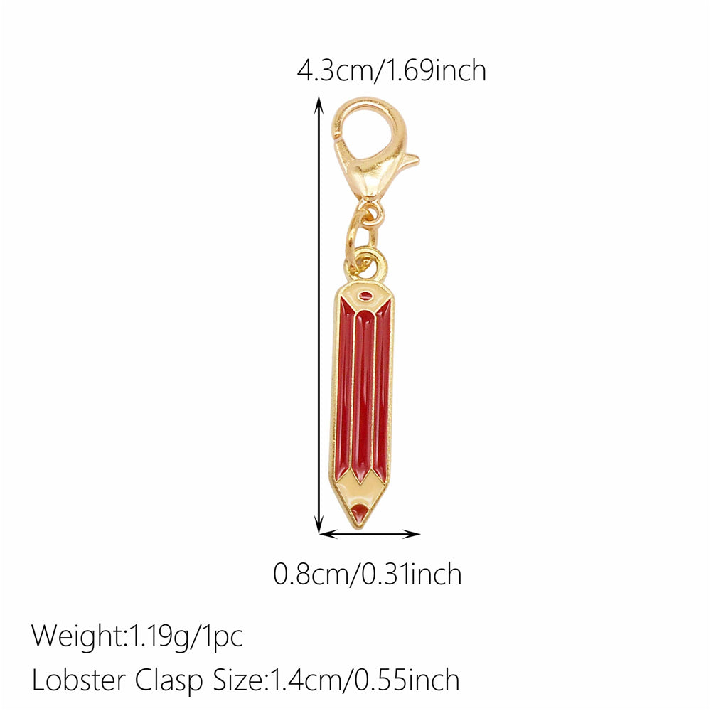 1pc Red Series Enamel Charm with Lobster Clasp - Metal Flower Cherry Bee Shaped Clip-on Pendant for Bag Decor, DIY Keychain Supplies, Jewelry Making Findings