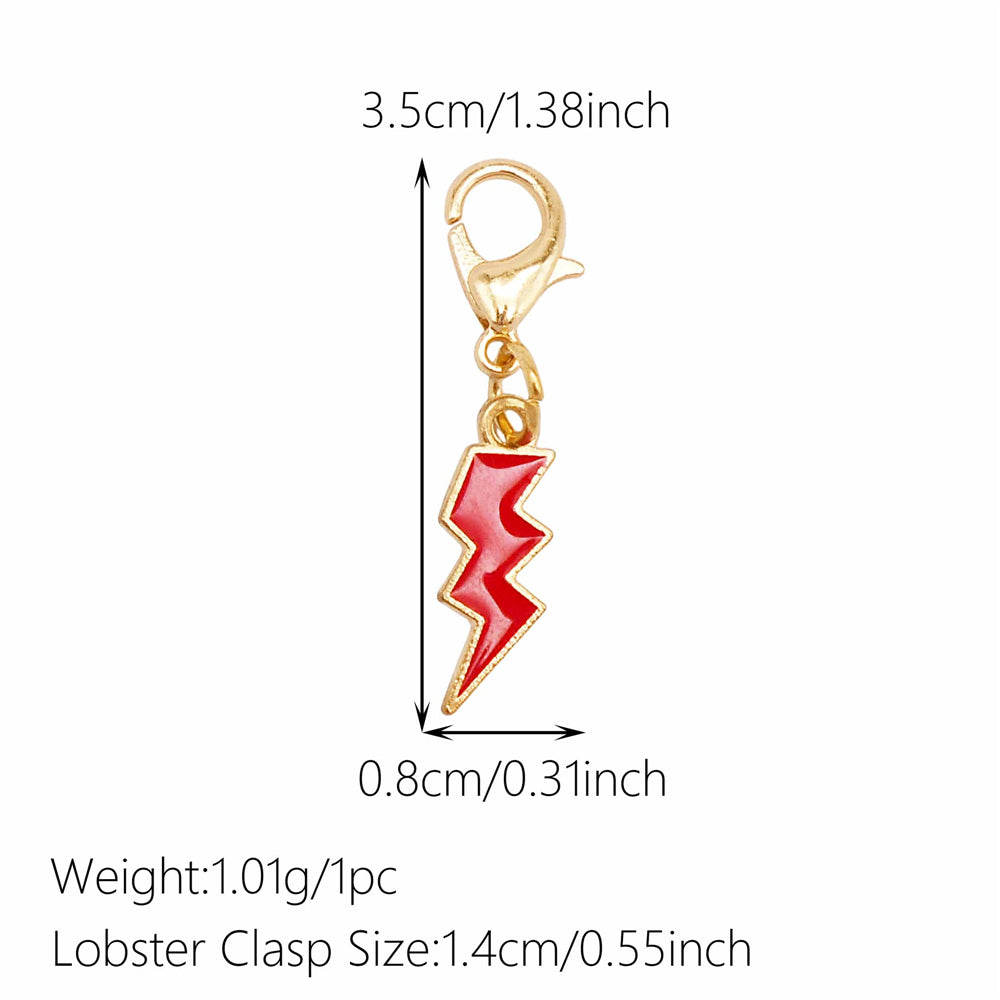 1pc Red Series Enamel Charm with Lobster Clasp - Metal Flower Cherry Bee Shaped Clip-on Pendant for Bag Decor, DIY Keychain Supplies, Jewelry Making Findings