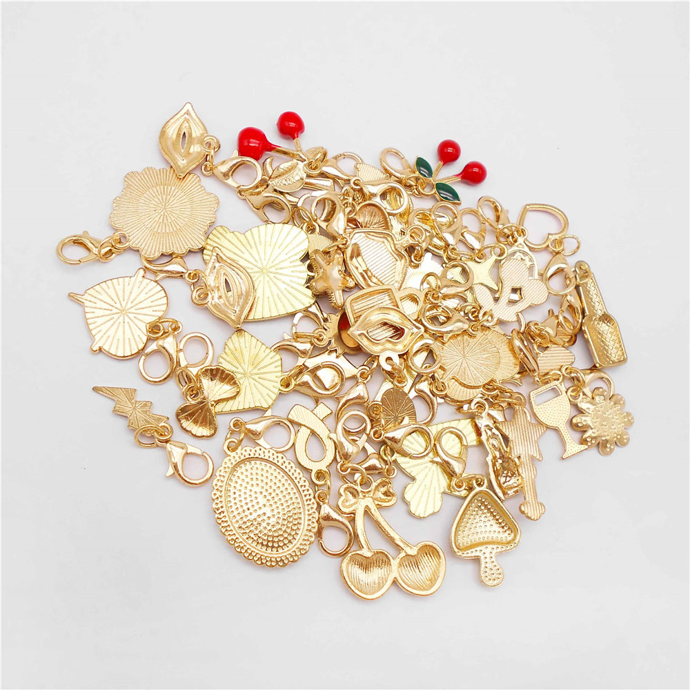 1pc Red Series Enamel Charm with Lobster Clasp - Metal Flower Cherry Bee Shaped Clip-on Pendant for Bag Decor, DIY Keychain Supplies, Jewelry Making Findings