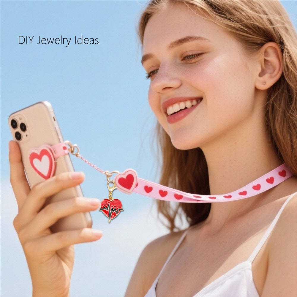 1pc Red Series Enamel Charm with Lobster Clasp - Metal Flower Cherry Bee Shaped Clip-on Pendant for Bag Decor, DIY Keychain Supplies, Jewelry Making Findings