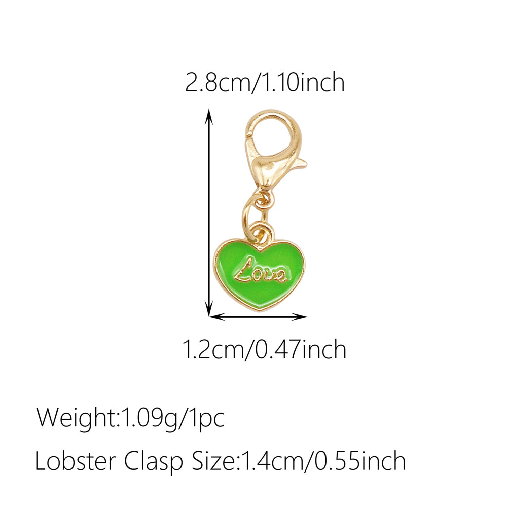 1pc Green Series Enamel Charm Flower Fruit Animal Designed Metal Clip on Pendant for Bag Key Hanging Decor, Jewelry DIY Supplies