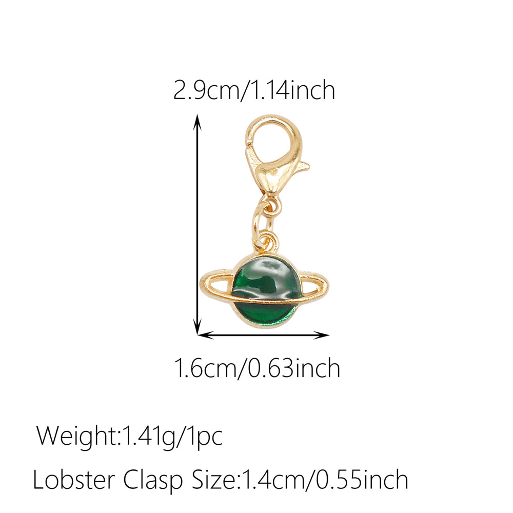 1pc Green Series Enamel Charm Flower Fruit Animal Designed Metal Clip on Pendant for Bag Key Hanging Decor, Jewelry DIY Supplies