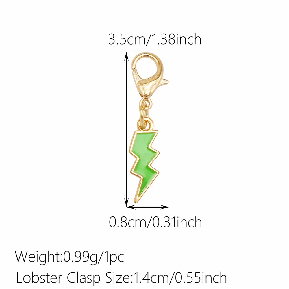 1pc Green Series Enamel Charm Flower Fruit Animal Designed Metal Clip on Pendant for Bag Key Hanging Decor, Jewelry DIY Supplies