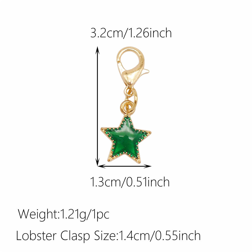 1pc Green Series Enamel Charm Flower Fruit Animal Designed Metal Clip on Pendant for Bag Key Hanging Decor, Jewelry DIY Supplies