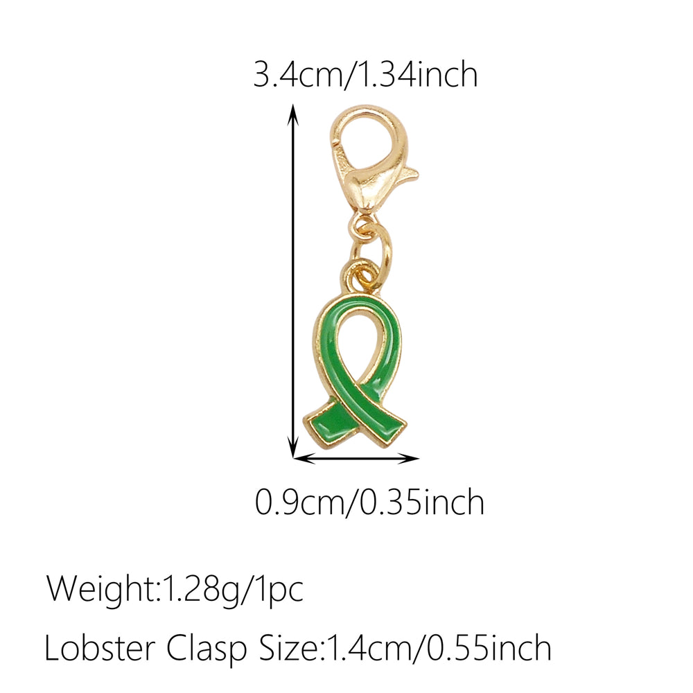 1pc Green Series Enamel Charm Flower Fruit Animal Designed Metal Clip on Pendant for Bag Key Hanging Decor, Jewelry DIY Supplies