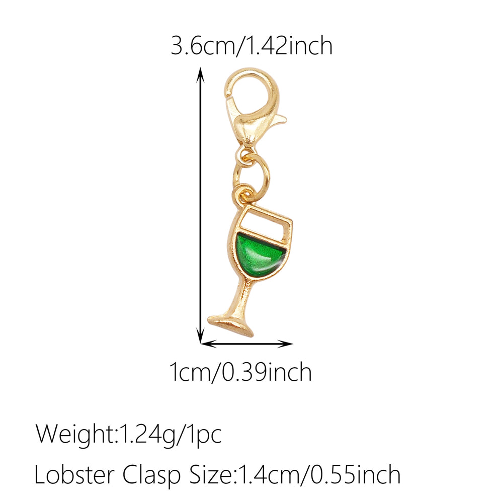1pc Green Series Enamel Charm Flower Fruit Animal Designed Metal Clip on Pendant for Bag Key Hanging Decor, Jewelry DIY Supplies