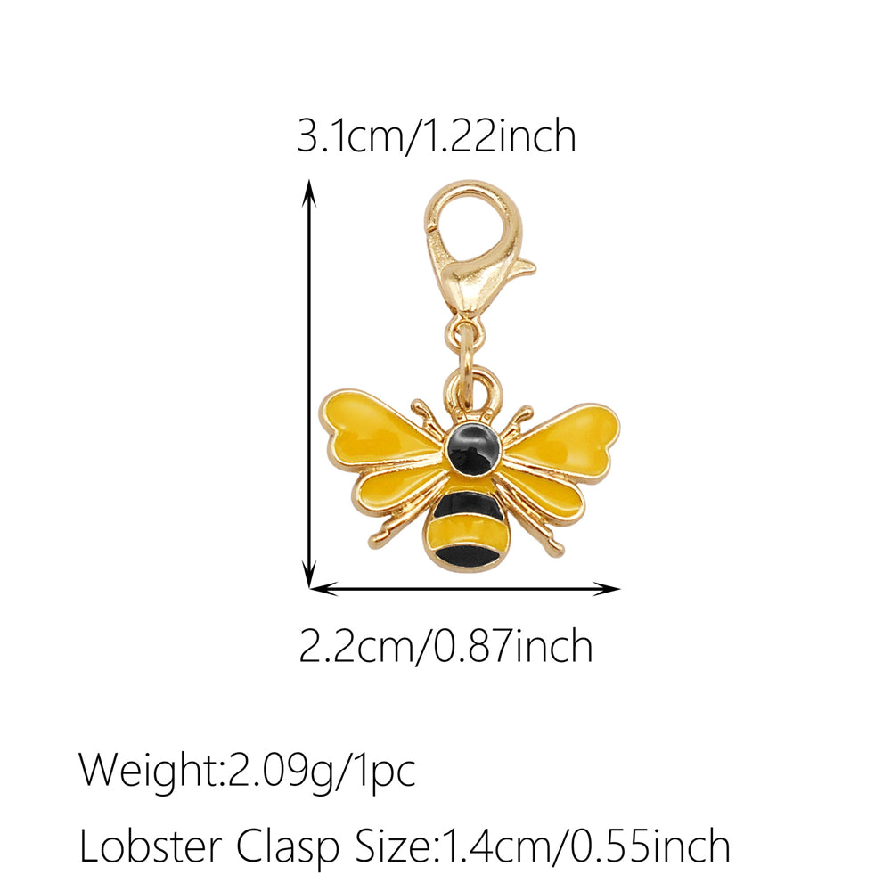 1pc Yellow Themed Enamel Charm with Clasp - Clip on Pendant with Flower Fruit Charm for Bag Key Hanging Decor, Phone Chain DIY Supplies